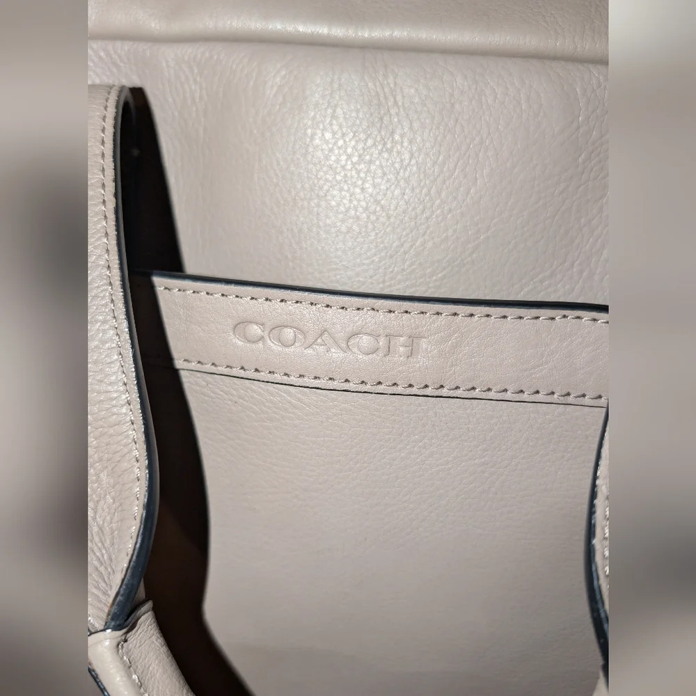 Coach Hudson Leather Briefcase Bag Fog Gray GUC